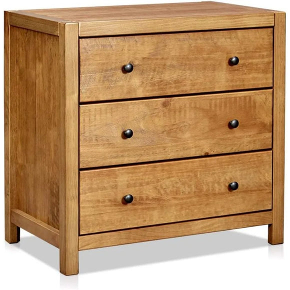 Rustic Ridge Farmhouse 3-Drawer Nightstand,Night Stand with 3 Drawers Dresser,Wooden Dresser with Round Metal knobs