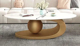 Italian Light Luxury Coffee Table for Office High-end Rock Board Smooth Tables Cream Style Unique Oval Side Table for Apartment