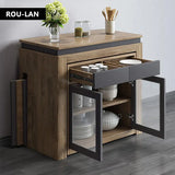Modern Extendable Dining Table Rectangle Sideboard With Storage