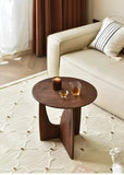 Nordic Solid Wood Sofa Side Coffee Table Corner Living Room Round Small Apartment Household Black Walnut Wooden Round Tables