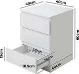 Bedside Table 3-Drawers with Thick Board, Nightstand Storage Cabinet with Coated Runners, Side Table Modern for Hallway, Bedroom