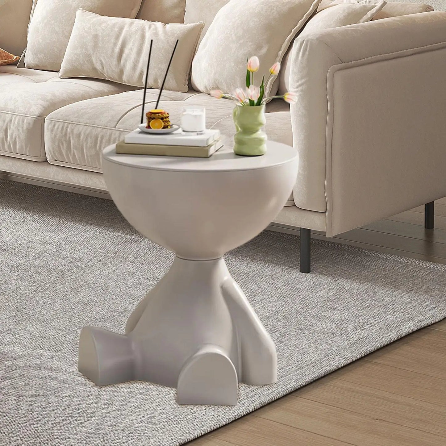 Creative Flat Coffee Table Cream Style Home Living Room Sofa Side Table Bedside Small Table Movable Small Round Table Corner