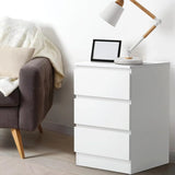 Bedside Table 3-Drawers with Thick Board, Nightstand Storage Cabinet with Coated Runners, Side Table Modern for Hallway, Bedroom