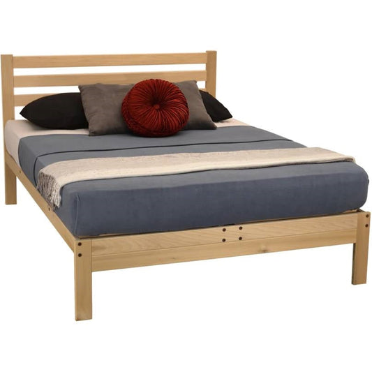 Twin size Solid Wood Platform Bed Frame with Slatted Headboard - Made in USA