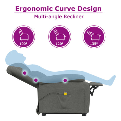Power Lift Massage Recliner Taupe Fabric