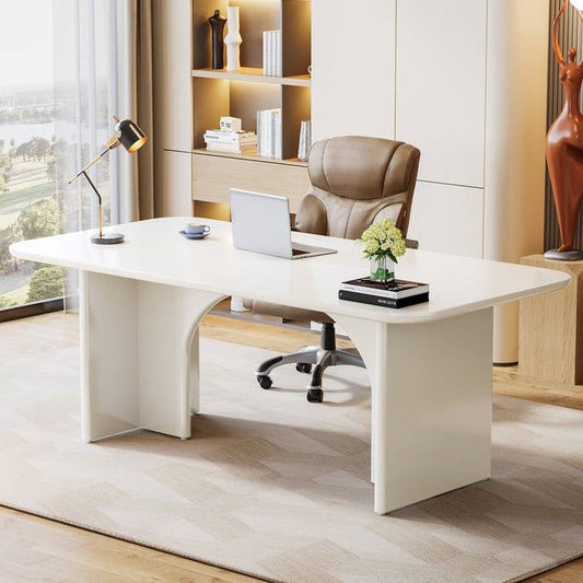Modern Extra Large Executive Home Office Computer Desk in White