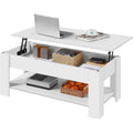 Lift-Top Coffee Table Laptop Desk TV Tray in White Wood Finish