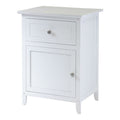 White 1-Drawer Bedroom Bedside Table Cabinet Nightstand End Table