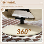 PU Leather Recliner Chair with Ottoman, Swivel Recliner and Ottoman with Round Wrapped Base for Living Room, Cream White