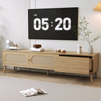 Boho TV Stand For TVs Up To 80'' , Modern Farmhouse Media Console, Entertainment Center With Solid Wood Legs, TV Cabinet For Living Room, Home Theatre