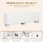 Stylish Thick Wavy Door TV Cabinet With Adjustable Shelves, Cream Style TV Stand With 4 Cabinets For TVs Up To 75, Solid Media Console With Cylindrical Legs And Cable Holes For Living Room, White