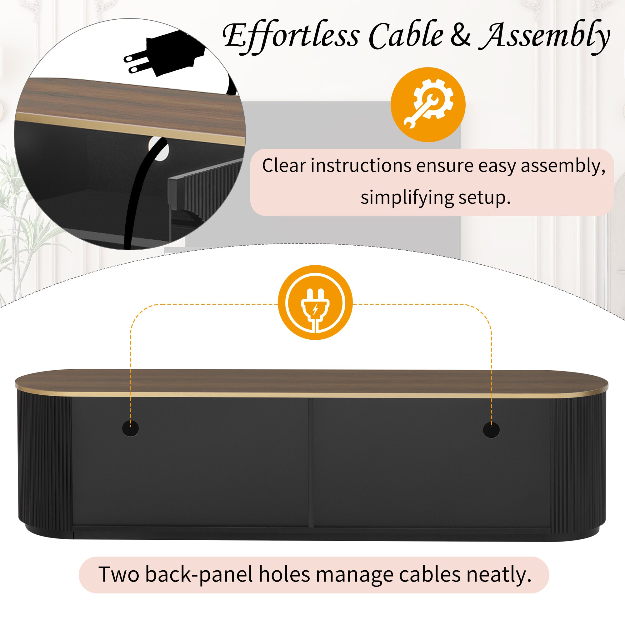 VIBE HAUS 70.8 Modern Minimalist TV Stand For TVs Up To 80 Inches, Entertainment Center With 3 Drawers And 1 Shelf, Metal Handles And 2 Cabinets For Living Room