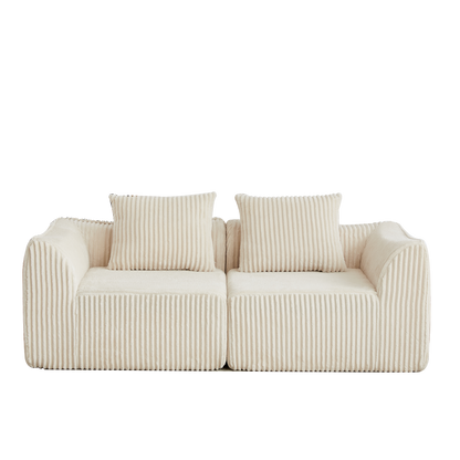 Minimalist Corduroy Sofa Featuring Curved Lines