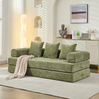 Comfy Convertible Folding Mattress Couch, Floor Sofa Bed, Chenille Floor Sofa With Armrest, Floor Sofa Lounge Couch For Living Room Bedroom Lounge Studio-Green