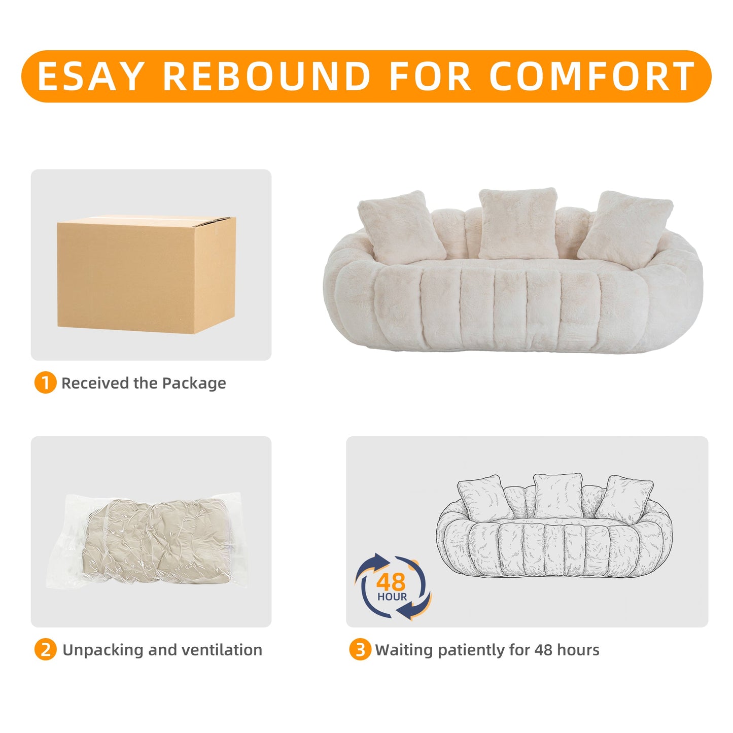 Floral-Shaped Ultra-Soft Faux Fur Sofa
