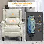 Vibrating Massage Recliner Chair with Heat, Wingback Push Back Reclining Chair for Living Room, Beige