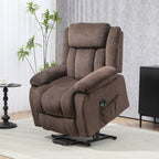 Power Lift Recliner Chair with Massage and Heat, Electric Lift Chair with Side Pockets for Elderly, Brown