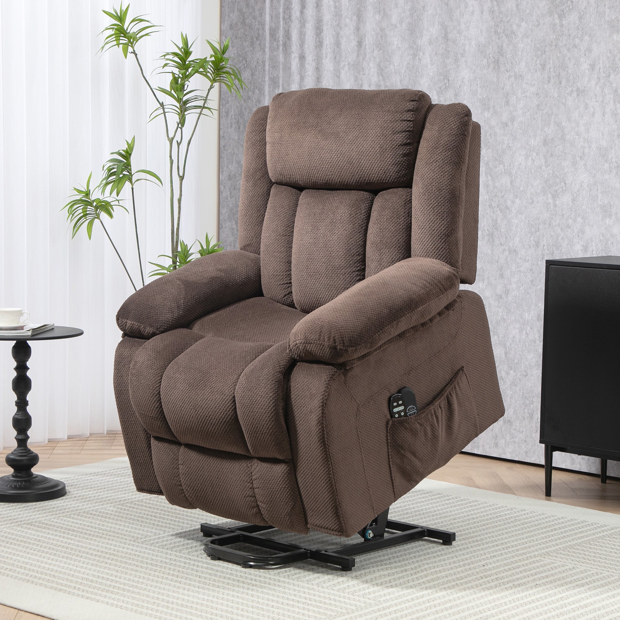 Power Lift Recliner Chair with Massage and Heat, Electric Lift Chair with Side Pockets for Elderly, Brown