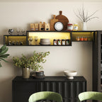 65.35in Wall Mounted Floating TV Stand With 20 Color LEDs And Charging Station