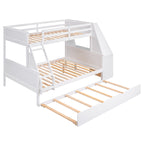 Twin Full Bunk Bed W  Trundle, Desk, 3 Drawers   Shelf - White