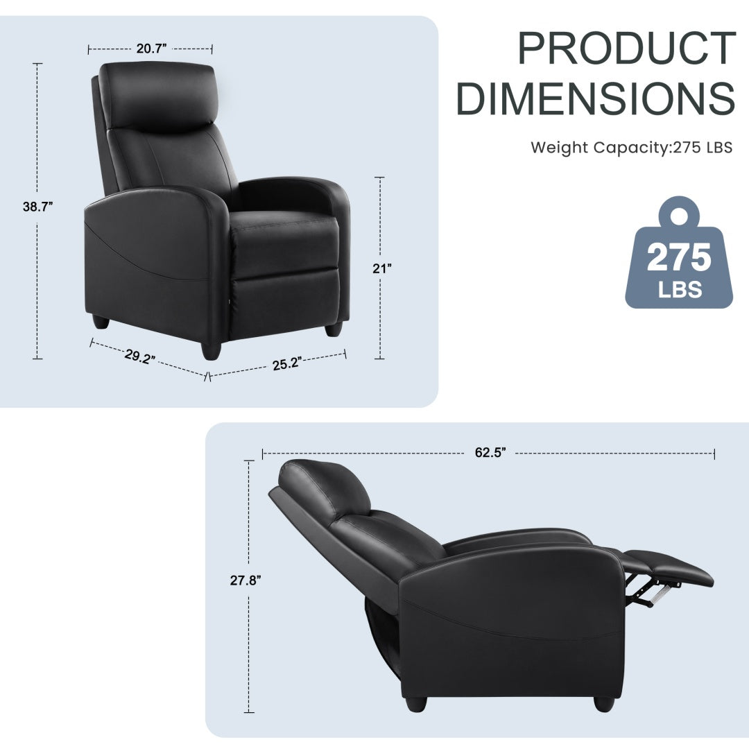 Recliner Chair PU Leather Recliner Sofa No Massage