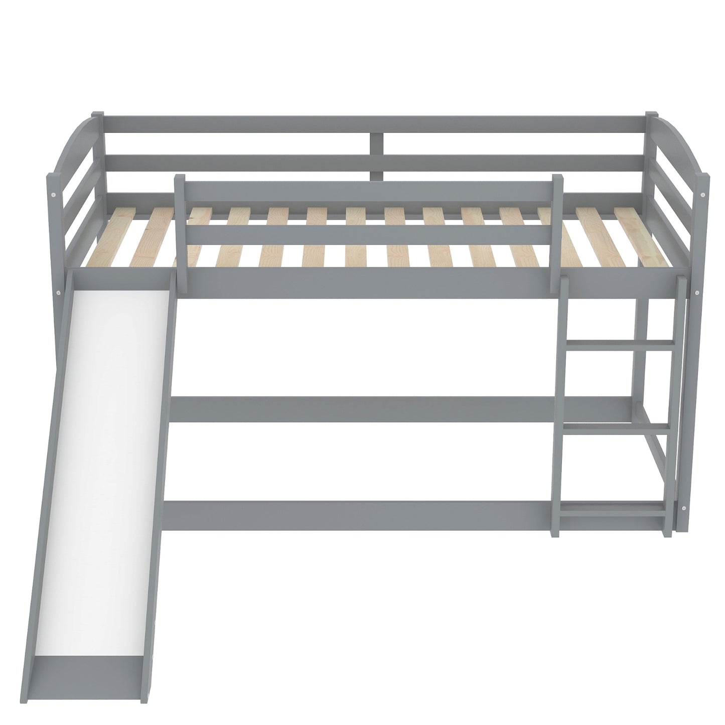 Gray Twin Twin Bunk Bed Convertible Slide Ladder