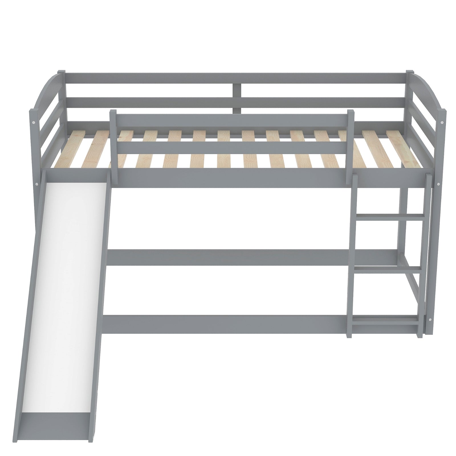 Gray Twin Twin Bunk Bed Convertible Slide Ladder