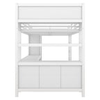 Metal Loft Bed With Wardrobe And L-shaped Desk, Full Size Loft Bed With Storage Cubes And Shelves, Heavy Duty Loft Bed For Kids Teens Adults