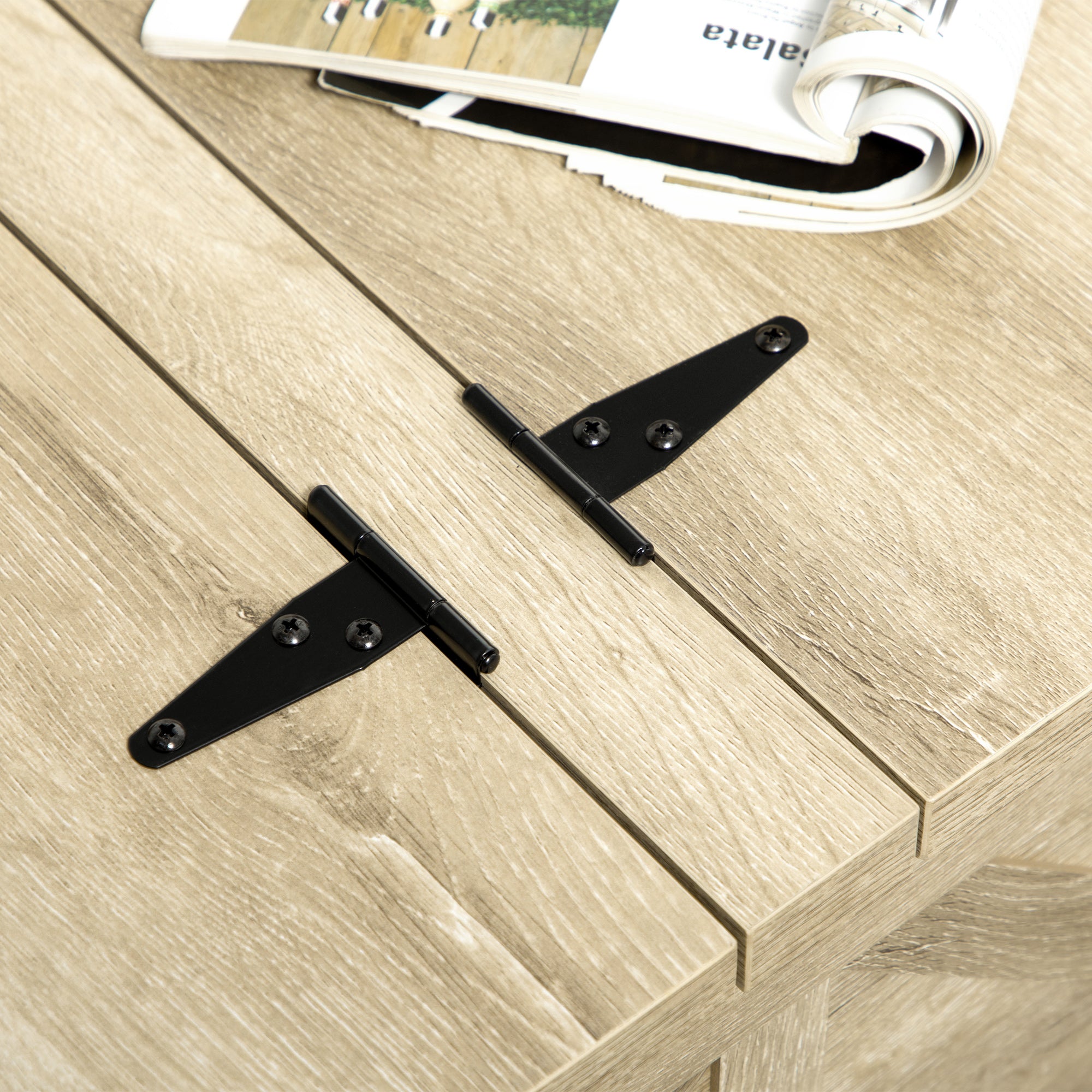 Farmhouse Coffee Table with Storage, Large Square Coffee Table for Living Room Furniture, Wooden Center Table