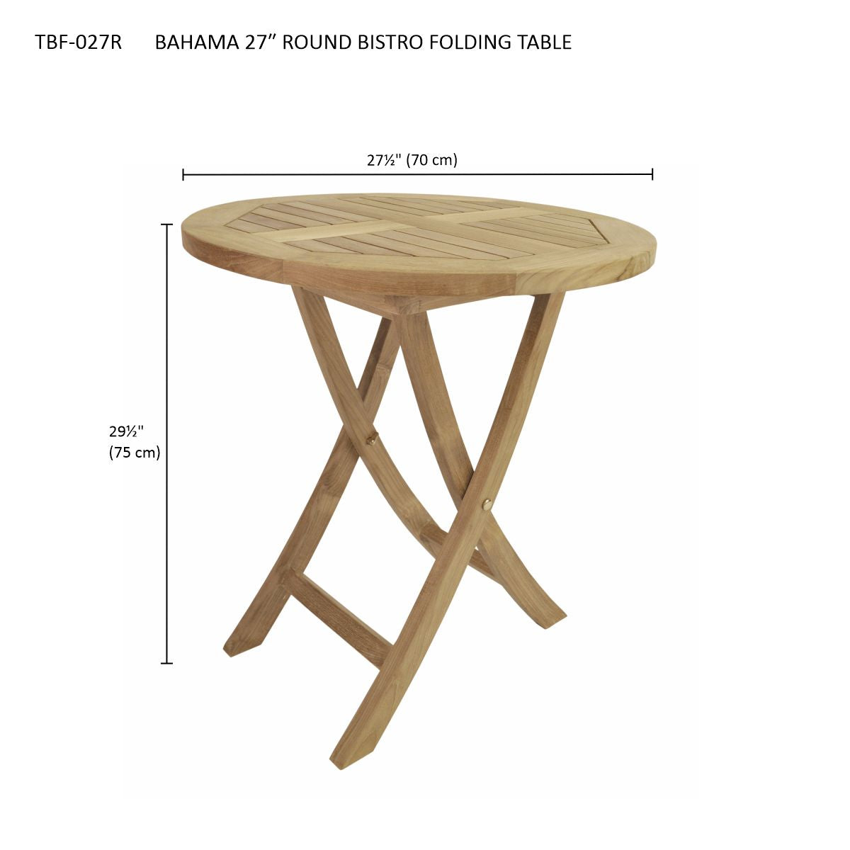 BAHAMA 27″ ROUND BISTRO FOLDING TABLE