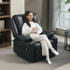 Recliner Massage Armchair with Heat Oversized Swivel Rocker with Footrest Remote and Side Pockets Black