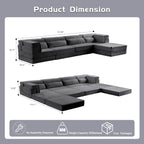 Compression Mahjong Sofa,Convertible Floor Sofa Bed,DIY Boneless Modular Sectional Sofa,No Assembly Required,Circle Fleece Fabric,Oversized 4 Seater With 1 Ottoman,Dark-grey