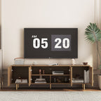 Wood Modern TV Stand Fluted 68inch T, Entertainment Center With Storage Doors, TV Console Media Cabinet, For 55 Inch TV, Living Room