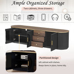 VIBE HAUS 70.8 Modern Minimalist TV Stand For TVs Up To 80 Inches, Entertainment Center With 3 Drawers And 1 Shelf, Metal Handles And 2 Cabinets For Living Room