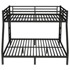 Metal Queen Over King Bunk Bed For Teens And Adults,Space-Saving Noise Reduced No Box Spring Needed, Black