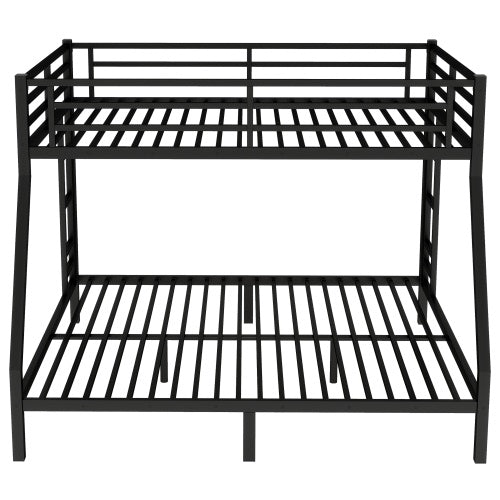 Metal Queen Over King Bunk Bed For Teens And Adults,Space-Saving Noise Reduced No Box Spring Needed, Black