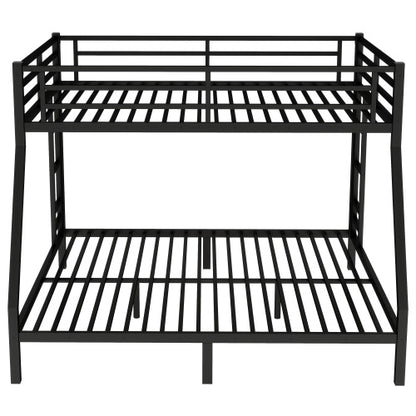 Metal Queen Over King Bunk Bed For Teens And Adults,Space-Saving Noise Reduced No Box Spring Needed, Black
