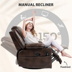 Recliner Massage Armchair with Heat Oversized Swivel Rocker with Footrest Remote and Side Pockets Brown