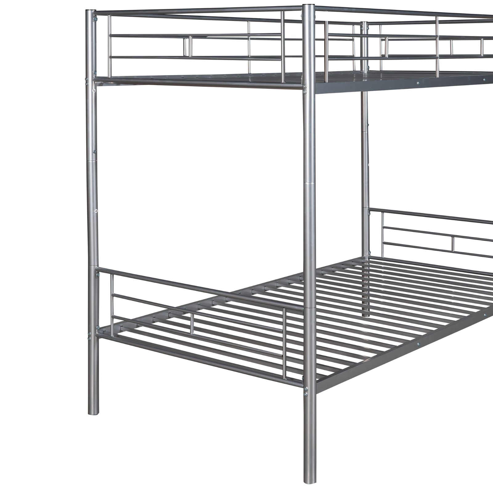Twin Over Twin Metal Bunk Bed  Silver