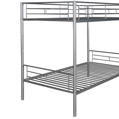 Twin Over Twin Metal Bunk Bed  Silver