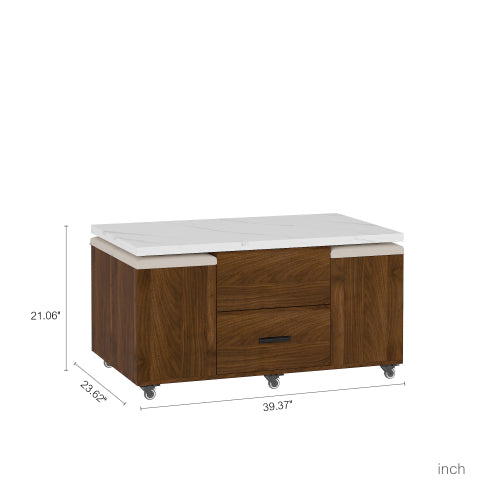 Modern Lift-Up Coffee Table With 4 Stools Set For Living Room Expandable 1 Hidden Storage 2 Drawers Space Saving Folding Dining Table