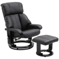 Massage Recliner Chair with Ottoman, 360° Swivel Recliner and Footstool, 10 Point Vibration, PU Leather Reclining Chair with Side Pocket and Remote Control, Black