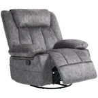 Rocker Recliner Chair with Swivel, Fabric Reclining Chair with Cushion, Rocking Chair with Footrest, Charcoal Gray