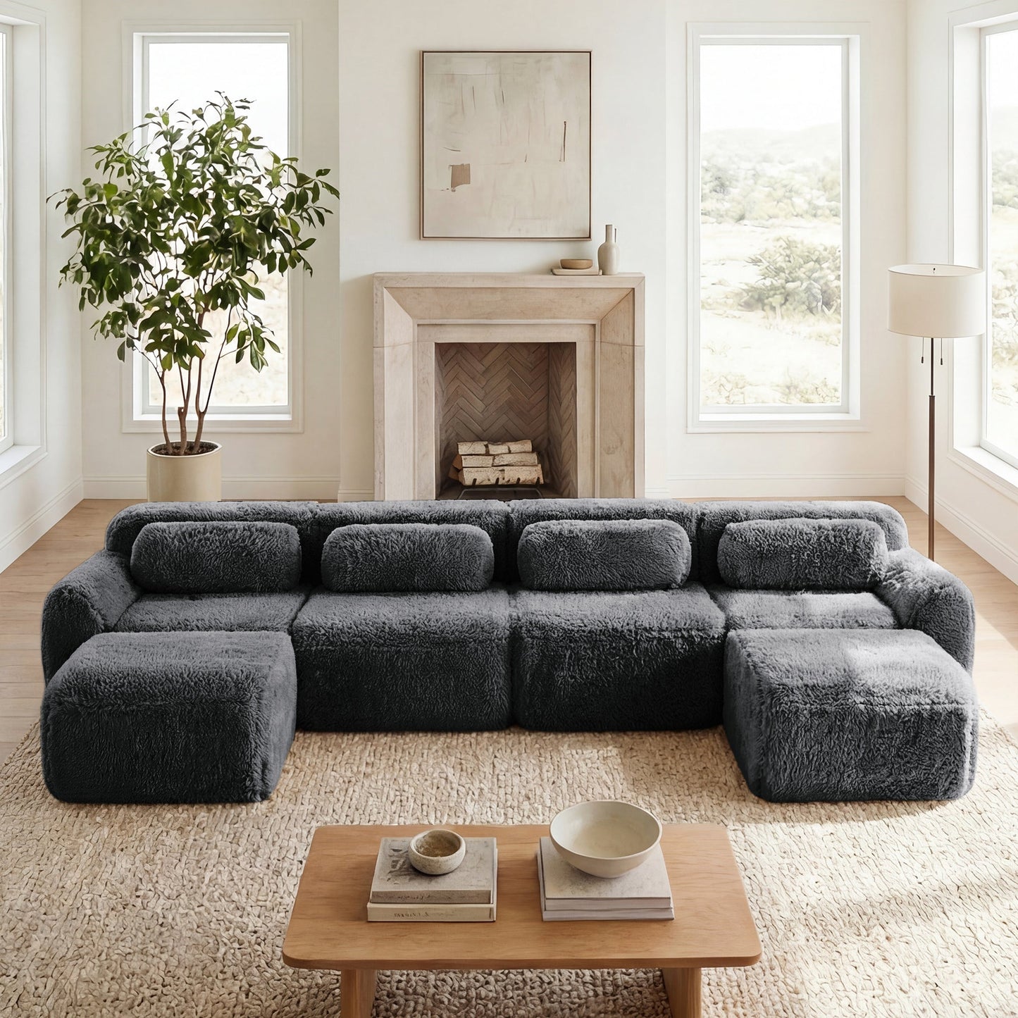 U-Shaped Boneless Sofa with High Density Sponge