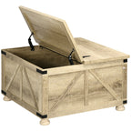 Farmhouse Coffee Table with Storage, Large Square Coffee Table for Living Room Furniture, Wooden Center Table
