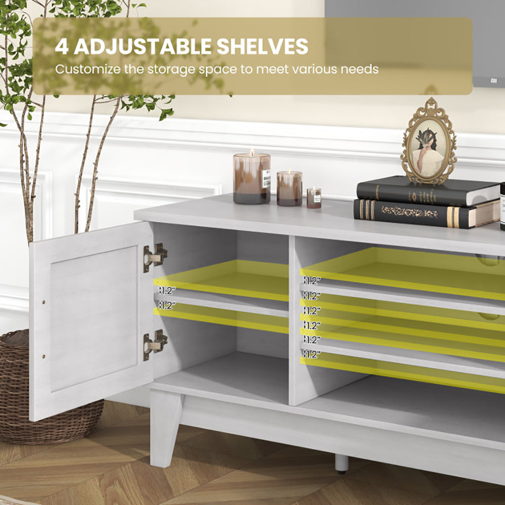 Farmhouse TV Stand For TVs Up To 65 Inches With 2 Barn Door Cabinets