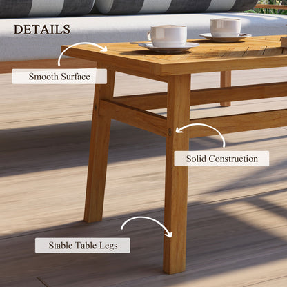 Outdoor Coffee Table, Acacia Wood Rustic Patio Table for Garden, Backyard, Balcony, Deck, Natural Wood