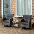Patio Bistro Set, Porch Furniture With 360 Rotation & Rocking Function,, Gray