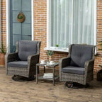 Patio Bistro Set, Porch Furniture With 360 Rotation & Rocking Function,, Gray