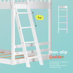 A-B Combination Sale, Please Do Not Buy Separately---Wood Twin Over Twin House Bunk Bed, Loft Bed With Ladder, Safety Guardrail, Wooden Slats & Window